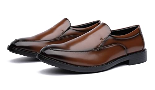 [TOKYO BROTHER] 東京ブラザー 軽量 メンズ ビジネスシューズ メンズ ローファー スリッポン 履き心地 走れる 防滑 1002 (ブラウン, 日本の靴のサイズ寸法, 大人, 数値, 3_e, 25.0 cm)